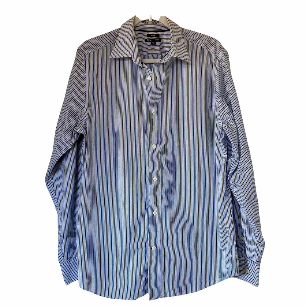 Gap Premium Slim Fit Long Sleeve Button Up Dress Shirt Collared Size Large